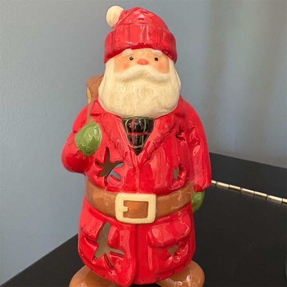 Hallmark Santa Claus Ceramic Tea Light Candle Holder Christmas Decor